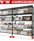 Beefy 70 Inch Wide Garage Storage Shelves Heavy Duty Metal Shelving Unit With 1600 Lbs Capacity L Shaped Configurable Design For Left Or Right Setup Tall 72 Inch Storage Rack Perfect For Workshop And Garage, black 70x72.4" shelf