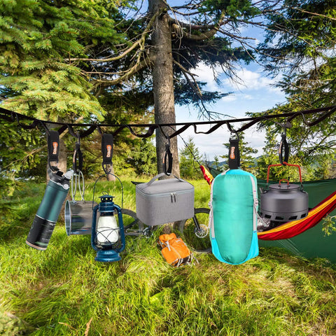 Outdoor setup using Extension Cord Organizer 16 Inch Holder Storage Straps 10 Pack for Garage and Shed Cable Management Clips.