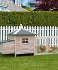 No Sweat Wooden Chicken Coop With Hinged Nesting Box And Removable Egg Tray Featuring Asphalt Roof Fir Wood Walls And Screened Ventilation Setup For Your Backyard Flocks in backyard with chickens.
