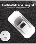 Top view of a white car covered with Universal Clear Car Cover For SUVs Sedans Sports Cars And Vintage Rides Up To 22 Feet By 12 Feet