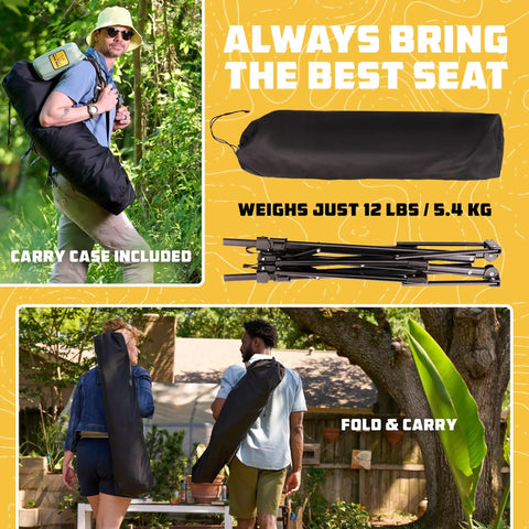 Man carrying Cozy Hammock Chair For Adults That Feels Like A Chill Rocking Lounger Portable Folding Camp Chair with carry bag
