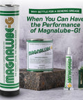 Magnalube-G All Purpose PTFE Grease products displayed with packaging on a stone surface.