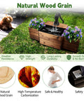 Outdoor Water Fountain With Wooden Barrel Style Floor Standing Rectangular Pump Old Fashioned Flower Box Water Feature For Any Garden Patio Backyard Electric Decorative Hand Pump on grass