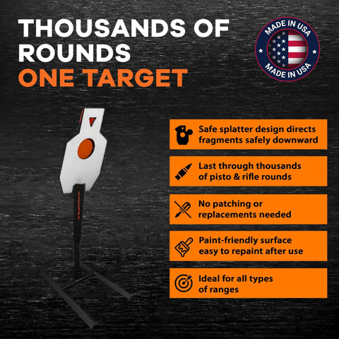 American Made Beefy AR500 Steel Target Sniper Style Silhouette 12 By 20 Inch With 6 Inch Center Paddle And Tactical Head Triangle Armored Base