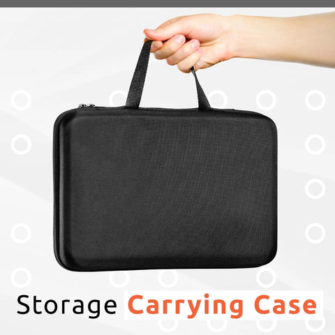 Hand holding black storage carrying case for Go-To Portable EV Charger Level 1 And 2 16A 120V-240V J1772 Home Charger with 25ft Cable