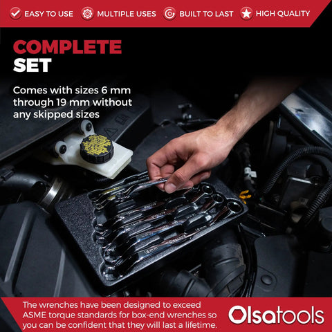 7 Piece Offset Bolt Extractor Wrench Set With 6 Point Box End For Stripped Bolts And Nuts Rounded Fastener Remover Kit Metric Design