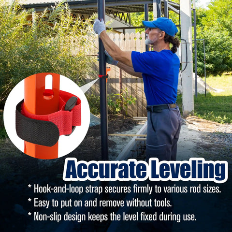 Adjustable Grade Rod Level Bubble Level For Rugged Aluminum Alloy Handheld Fixed Right Angle Strap With Tie Large 10 Minute Vial Orange Portable Measuring Instrument For Tower Ruler And Surveying on rod