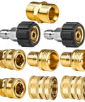 WOJET pressure washer adapter set, 9 brass fittings with black plastic quick-connect adapters (M22 to 3/8, M22 to M22)