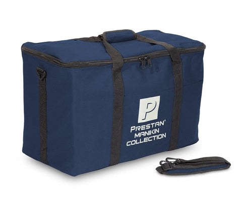 Rock Solid CPR Training Manikin Set With Adult Child And Infant Dummies For Dead Easy First Aid Practice in navy carrying bag.