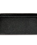 Non-Stick Air Fryer Tray Bakeware Set for Oven 13 by 9 Inch Two Piece with Crisper Pan and Cookie Sheet Stainless Steel With Easy Release Coating No Butter No Oil Needed No Fuss Cleanup Black, showing the black cookie sheet.