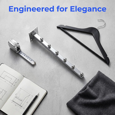 Slatwall Waterfall Hooks Set With 6 Beads Heavy Duty Aluminum Garment Hanger Rack with measuring tape and sketchbook
