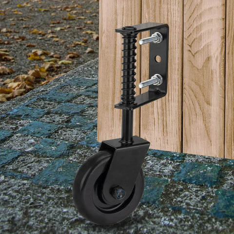 Heavy Duty Gate Wheel 4.3 Inch Spring Loaded For Wooden Metal And Fence Gates With TPR Rubber Bearings Dual Rust Protection 1 Pack