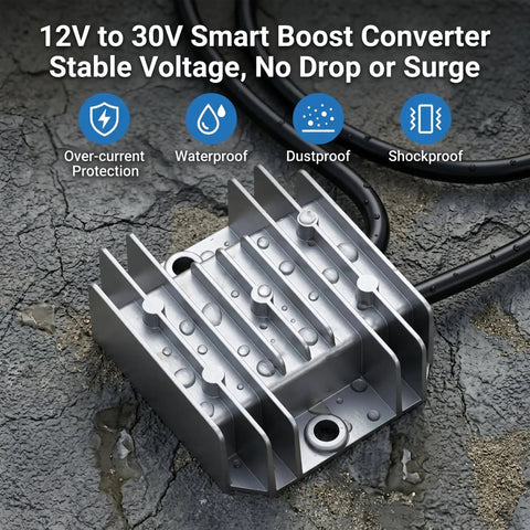 105W Car Power Adapter Cable With Step Up Converter From 12 24V To 30V Three Point Five Amp Boost for Trucks RVs and Boats waterproof