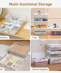 Multi-functional storage with No Fuss 17 Qt Clear Plastic Storage Box With Bricks Compatible Baseplate Lid And Removable Tray