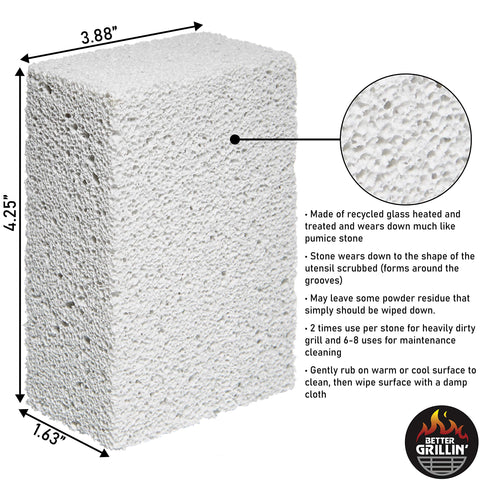 Grillin Stone Grill Cleaning Brick Block for BBQ Griddle and Racks Eco Friendly Non Toxic Scrubber texture detail diagram