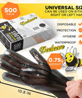 Disposable Gloves Bulk Pack 500 Count One Size Fits Most For Food Safe Handling In Kitchen And Food Prep Single Use Waterproof Poly Safety Gloves For Home And Restaurant Use Durable Comfortable Kitchen Ready Pro Grade package and gloves details