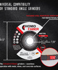 Homo Faber 4-1/2 in depressed-center grinding wheel, 25-pack for metal and stainless steel, 4.5 x 1/4 x 7/8 in