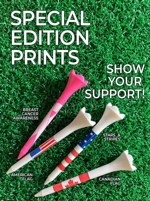 Breast Cancer Awareness Golf Tees Two And Three Quarters Inch Beefed Up Plastic Durability 30 Count Low Resistance Tips For Less Ball Friction