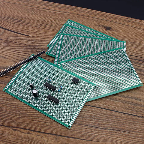 Five Pack 150x200mm Double Sided PCB Boards With Through Holes Tin Plated 1.6mm Thick 2.54mm Grid For DIY Soldering Projects