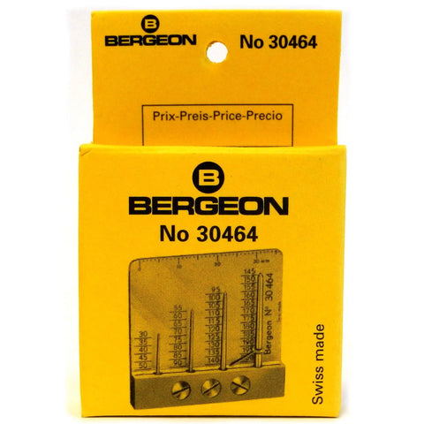 Hand Gauge Watch Tool That Makes It Easy To Measure The Original Hand Hole Size On Hour And Minute Hands For Wristwatches And Pocket Watches, Even If The Hands Are Broken, on yellow Swiss-made Bergeon packaging