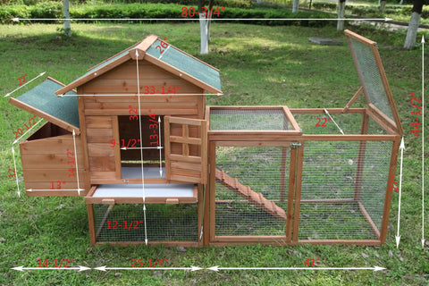 80 Inch Two Tier Chicken Coop With Nest Box Run And Ramp, Indoor Outdoor Poultry House for 2 to 4 Chickens, Wooden Structure