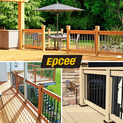 Eight Pack ADC-12 Aluminum Deck Railing Brackets For 2x4 Posts To Handrail Connection Black Finish Built Tough Weatherproof Rustproof Easy Install Outdoor Deck Railing Connectors