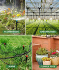 No-Fuss Drip Irrigation System For Garden With 38 Adjustable Copper Nozzles And Emitters for flower beds, greenhouses, lawns, pots