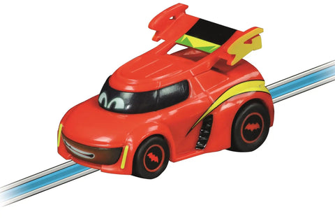 Red car from Batwheels Action Packed Slot Car Race Track With Spinners Includes Bam And RedBird Cars Battery Powered Beginner Racing Set