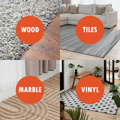 4 Pack Extra Strong Non Slip Rug Pad Tape With Vacuum Tech Grip For Hardwood Floors And Tile on wood, tiles, marble, and vinyl surfaces