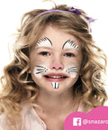 Top Shelf Fantasy Face Paint Palette Kit Featuring Skin Safe Cosmetics Grade Pigments With Smooth Metallic Sparkle Shades Includes Quick Dry Brush And Carry Case Killer For Halloween Festivals And Birthday Bash Body Art. Young girl with bunny face paint showcasing vibrant colors.