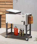 Stainless Steel Beverage Cooler And Ice Chest With Wheels And Built In Bottle Opener Rolling Cart With Detachable Tub 80 Quart Capacity Party Ready For Patio Outdoor Bar And Catering
