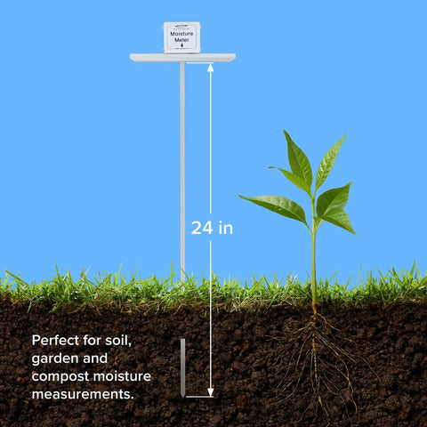 24 Inch Garden And Compost Moisture Meter With Rugged Metal Probe And T Handle Five Sixteenth Inch Stem next to plant