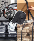 12 Foot By 1 Inch Lashing Straps 6 Pack Cargo Tie Down Straps No Hooks Needed With Carry Bag, bikes and boxes secured