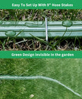 Sprinkler Hose And Soaker Hose For Yard 100 Feet Reinforced Flat Garden Hose With Holes Heavy Duty No Kink Lawn Irrigation Hose setup with stake