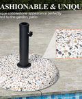 45Lbs Concrete Umbrella Base With Cobblestone Decor Heavy Duty Outdoor Umbrella Stand For Deck Poolside Yard Stable Concrete Counterweight Keeps Your Umbrella Upright