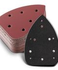 Heavy Duty Mouse Sander Replacement Pad With 30 Hook And Loop Sandpaper Sheets In 40 To 240 Grit, featuring two types of sanding pads.