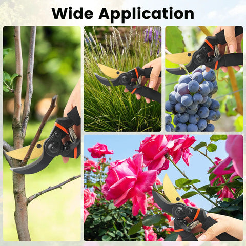 8.5 Inch Pruning Shears With Titanium Coated Japanese SK5 Steel Blade For Heavy Duty Garden Pruning Used on Various Plants