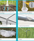 Outdoor Gazebo Canopy Tent With Removable Sidewalls includes ground pegs, cover hooks, four way connectors, and stakes.