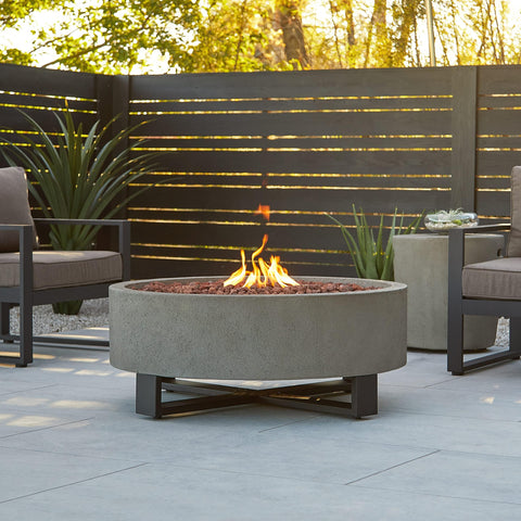 Contemporary Propane Fire Bowl 40x40 Inch Round Glacier Gray Finish No Fuss Weather Resistant Outdoor Fire Pit With 50000 BTU