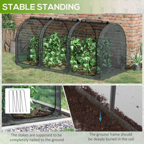 9x4 Ft Crop Cage Plant Protection Tent With Three Zippered Doors, Steel Frame, Ground Stakes, And Storage Bag For Garden Yard And Lawn, Bird Proof Protection From Pests And Critters