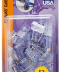 EZ-RJ45 Cat 6 Plus Connectors Kit, 50-Piece Red Clamshell Pack, connectors in packaging front view