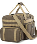 Heavy Duty Tactical Range Duffel With MOLLE Gear, Lockable Zippers, Water Resistant Polyester, Large Opening, Military Style Travel Gym Bag for Sports and Duty, Khaki 27 Inch With US Flag Patch