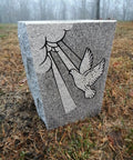 Tapered Granite Gravesite Vase With Engraved Design Gray Georgia Granite 8 By 6 By 10 Inches Handcrafted USA Made Memorial Cemetery Accessory outdoors