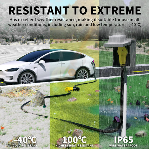 Image showing a NEMA 14-50P To NEMA 14-50R 25Ft 50 Amp RV And EV Extension Cord Outdoor Heavy Duty in extreme weather conditions.