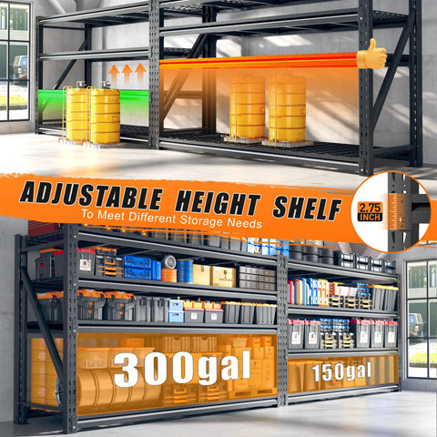 Heavy Duty 68.3 Inch Wide Garage Shelving Rack For Shop Storage, 72 Inch High, 23.4 Inch Deep Shelves To Fit Large Totes And Pallets, Space Saving Industrial Steel Shelves For Tools, Boxes, And Bins, adjustable 4-tier steel rack