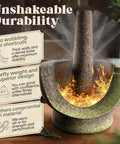 Unpolished Granite Mortar And Pestle Set One And A Half Cup Capacity Heavy Duty Stone Grinding Tool displaying sparks