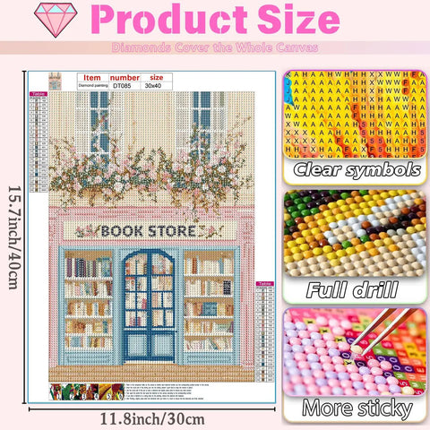 Pink Book Shop Diamond Painting Kit For Adults Dope 5D Full Round Drill, showing canvas and diamond details, 12x16 inch