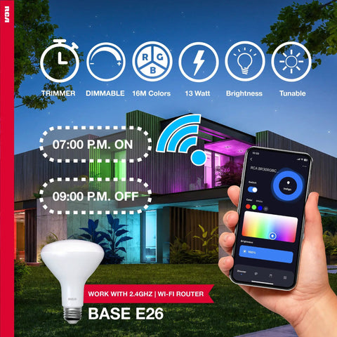 WiFi Smart BR30 LED Flood Light Bulb 12 Pack 9W 60W Equivalent Multicolor And White Dimmable Tunable Bulb For Your Smart Home