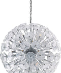 Top Shelf 28 Light Pendant With Slick Polished Chrome Finish Tough Metal And Glass Frame Adjustable Suspension Cord For Kitchen Island Modern Ceiling Lamp Killer Design Total Glow Up, round design with clear glass petals.