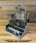 Heavy Duty Benchtop Or Wall Mount Bit Organizer For One Quarter Inch Hex Shank Bits And More, Neatly Stows Up To 75 Tools